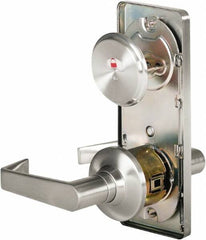 Stanley - Grade 2 Passage Lever Lockset - 2-3/4" Back Set, Keyless Cylinder, Brass Alloy, Satin Chrome Finish - Exact Tool & Supply