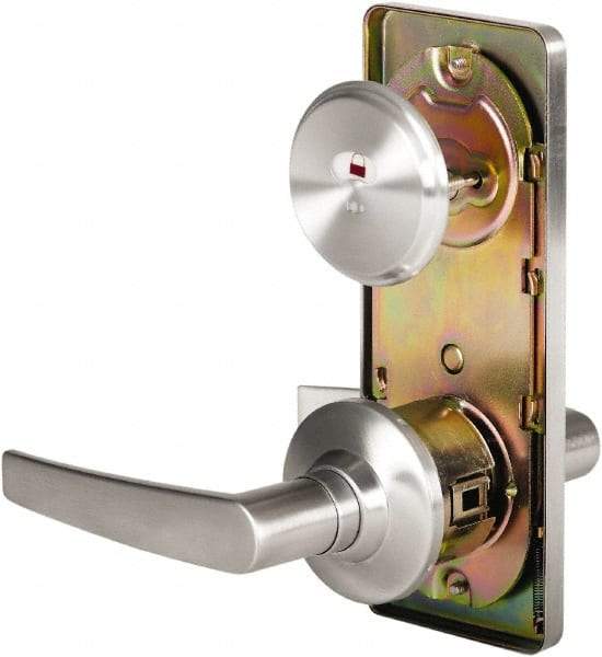 Stanley - Grade 2 Passage Lever Lockset - 2-3/4" Back Set, Keyless Cylinder, Brass Alloy, Satin Chrome Finish - Exact Tool & Supply