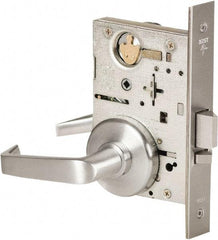 Best - Grade 1 Storeroom Lever Lockset - 2-3/4" Back Set, Keyless Cylinder, Brass Alloy, Satin Chrome Finish - Exact Tool & Supply