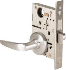Best - Grade 1 Privacy Lever Lockset - 2-3/4" Back Set, Keyless Cylinder, Brass Alloy, Satin Chrome Finish - Exact Tool & Supply