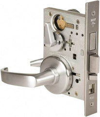 Stanley - Grade 1 Dormitory Lever Lockset - 2-3/4" Back Set, Best SFIC Cylinder, Brass Alloy, Satin Chrome Finish - Exact Tool & Supply