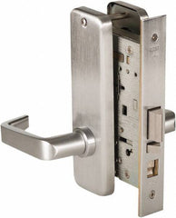 Stanley - Grade 1 Classroom Lever Lockset - 2-3/4" Back Set, Best SFIC Cylinder, Brass Alloy, Satin Chrome Finish - Exact Tool & Supply