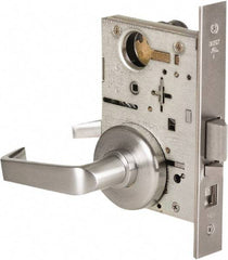 Stanley - Grade 1 Storeroom Lever Lockset - 2-3/4" Back Set, Best SFIC Cylinder, Brass Alloy, Satin Chrome Finish - Exact Tool & Supply