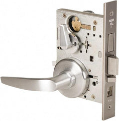 Stanley - Grade 1 Office Lever Lockset - 2-3/4" Back Set, Best SFIC Cylinder, Brass Alloy, Satin Chrome Finish - Exact Tool & Supply