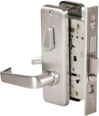 Stanley - Grade 1 Office Lever Lockset - 2-3/4" Back Set, Best SFIC Cylinder, Brass Alloy, Satin Chrome Finish - Exact Tool & Supply