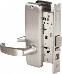 Stanley - Grade 1 Office Lever Lockset - 2-3/4" Back Set, Best SFIC Cylinder, Brass Alloy, Satin Chrome Finish - Exact Tool & Supply