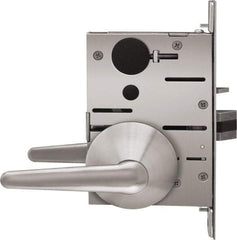 Stanley - Grade 1 Passage Lever Lockset - 2-3/4" Back Set, Best SFIC Cylinder, Brass Alloy, Satin Stainless Steel Finish - Exact Tool & Supply