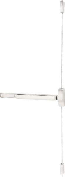 Precision - 48" OAL Right Hand Reverse Unrated Flatbar - 32 to 48" Door Width, Satin Stainless Steel Finish, Grade 1, 2100 Series - Exact Tool & Supply