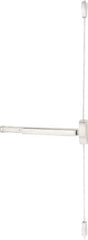 Precision - 48" OAL Right Hand Reverse Unrated Flatbar - 32 to 48" Door Width, Satin Stainless Steel Finish, Grade 1, 2100 Series - Exact Tool & Supply