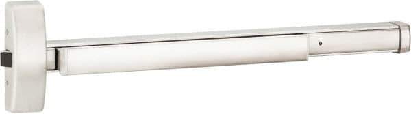 Precision - 36" OAL Reversible Unrated Flatbar - 32 to 36" Door Width, Satin Stainless Steel Finish, Grade 1, 2100 Series - Exact Tool & Supply