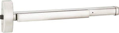 Precision - 48" OAL Right Hand Reverse Unrated Flatbar - 32 to 48" Door Width, Satin Stainless Steel Finish, Grade 1, 2100 Series - Exact Tool & Supply