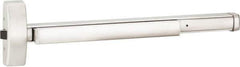 Precision - 48" OAL Right Hand Reverse Unrated Flatbar - 32 to 48" Door Width, Satin Stainless Steel Finish, Grade 1, 2100 Series - Exact Tool & Supply