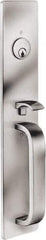 Precision - 15" OAL Reversible Unrated Flatbar - 32 to 36" Door Width, Satin Stainless Steel Finish, Grade 1, 2100 Series - Exact Tool & Supply