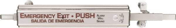 Precision - 48" OAL Reversible Unrated Flatbar - 36 to 48" Door Width, Painted Aluminum Finish, Grade 1, Arm-A-Door - Exact Tool & Supply