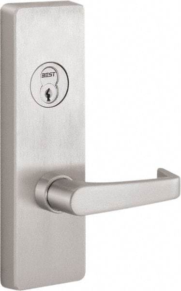 Precision - 10" OAL Reversible Unrated Flatbar - 32 to 36" Door Width, Satin Stainless Steel Finish, Grade 1, Apex Series - Exact Tool & Supply