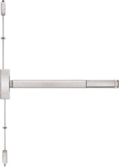 Precision - 48" OAL Right Hand Reverse Fire Rated Flatbar - 32 to 48" Door Width, Satin Stainless Steel Finish, Grade 1, Apex Series - Exact Tool & Supply