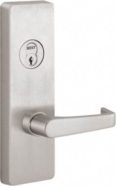 Precision - 10" OAL Reversible Unrated Flatbar - 32 to 36" Door Width, Satin Stainless Steel Finish, Grade 1, 2100 Series - Exact Tool & Supply