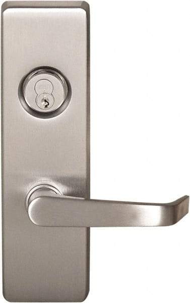 Precision - 10" OAL Reversible Unrated Flatbar - 32 to 36" Door Width, Satin Stainless Steel Finish, Grade 1, 2100 Series - Exact Tool & Supply