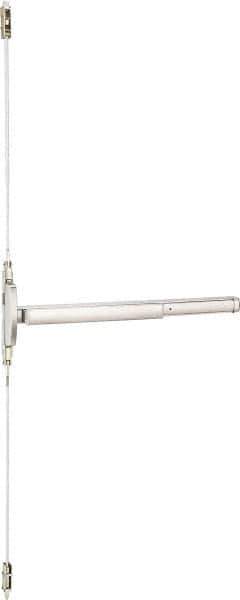 Precision - 36" OAL Reversible Unrated Flatbar - 32 to 36" Door Width, Satin Stainless Steel Finish, Grade 1, 2100 Series - Exact Tool & Supply