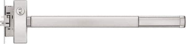 Precision - 36" OAL Reversible Unrated Flatbar - 32 to 36" Door Width, Satin Stainless Steel Finish, Grade 1, 2100 Series - Exact Tool & Supply