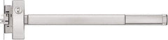 Precision - 36" OAL Reversible Unrated Flatbar - 32 to 36" Door Width, Satin Stainless Steel Finish, Grade 1, 2100 Series - Exact Tool & Supply