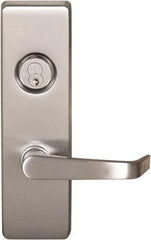 Precision - 10" OAL Left Hand Reverse Unrated Flatbar - 32 to 36" Door Width, Satin Stainless Steel Finish, Grade 1, 2100 Series - Exact Tool & Supply
