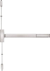 Precision - 48" OAL Right Hand Reverse Fire Rated Flatbar - 32 to 48" Door Width, Satin Stainless Steel Finish, Grade 1, Apex Series - Exact Tool & Supply