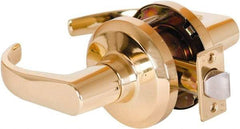 Stanley - Grade 1 Passage Lever Lockset - 2-3/4" Back Set, Keyless Cylinder, Brass Alloy, Bright Brass Finish - Exact Tool & Supply