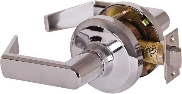 Stanley - Grade 1 Passage Lever Lockset - 2-3/4" Back Set, Keyless Cylinder, Brass Alloy, Bright Chrome Finish - Exact Tool & Supply