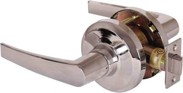 Stanley - Grade 1 Passage Lever Lockset - 2-3/4" Back Set, Keyless Cylinder, Brass Alloy, Bright Chrome Finish - Exact Tool & Supply