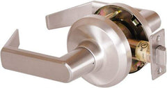 Stanley - Grade 1 Passage Lever Lockset - 2-3/4" Back Set, Keyless Cylinder, Brass Alloy, Satin Nickel Finish - Exact Tool & Supply