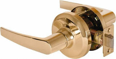 Stanley - Grade 1 Passage Lever Lockset - 2-3/4" Back Set, Keyless Cylinder, Brass Alloy, Bright Brass Finish - Exact Tool & Supply