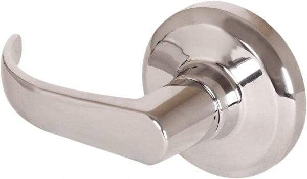 Stanley - Grade 1 Dummy Lever Lockset - 2-3/4" Back Set, Keyless Cylinder, Brass Alloy, Bright Chrome Finish - Exact Tool & Supply