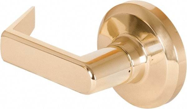 Stanley - Grade 1 Dummy Lever Lockset - 2-3/4" Back Set, Keyless Cylinder, Brass Alloy, Bright Brass Finish - Exact Tool & Supply