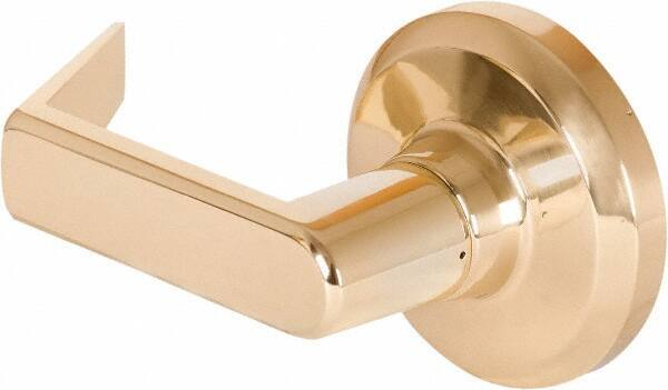 Stanley - Grade 1 Dummy Lever Lockset - 2-3/4" Back Set, Keyless Cylinder, Brass Alloy, Bright Brass Finish - Exact Tool & Supply