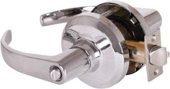 Stanley - Grade 1 Entrance Lever Lockset - 2-3/4" Back Set, Key In Lever Cylinder, Brass Alloy, Bright Chrome Finish - Exact Tool & Supply