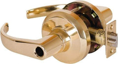 Stanley - Grade 1 Entrance Lever Lockset - 2-3/4" Back Set, Key In Lever Cylinder, Brass Alloy, Bright Brass Finish - Exact Tool & Supply