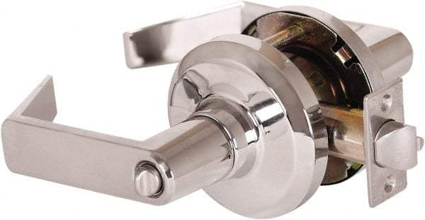 Stanley - Grade 1 Entrance Lever Lockset - 2-3/4" Back Set, Key In Lever Cylinder, Brass Alloy, Bright Chrome Finish - Exact Tool & Supply