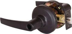 Stanley - Grade 1 Entrance Lever Lockset - 2-3/4" Back Set, Key In Lever Cylinder, Brass Alloy, Oil Rubbed Bronze Finish - Exact Tool & Supply