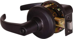 Stanley - Grade 1 Privacy Lever Lockset - 2-3/4" Back Set, Keyless Cylinder, Brass Alloy, Oil Rubbed Bronze Finish - Exact Tool & Supply