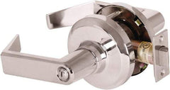 Stanley - Grade 1 Privacy Lever Lockset - 2-3/4" Back Set, Keyless Cylinder, Brass Alloy, Bright Chrome Finish - Exact Tool & Supply
