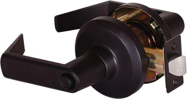 Stanley - Grade 1 Privacy Lever Lockset - 2-3/4" Back Set, Keyless Cylinder, Brass Alloy, Oil Rubbed Bronze Finish - Exact Tool & Supply