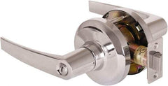 Stanley - Grade 1 Privacy Lever Lockset - 2-3/4" Back Set, Keyless Cylinder, Brass Alloy, Bright Chrome Finish - Exact Tool & Supply