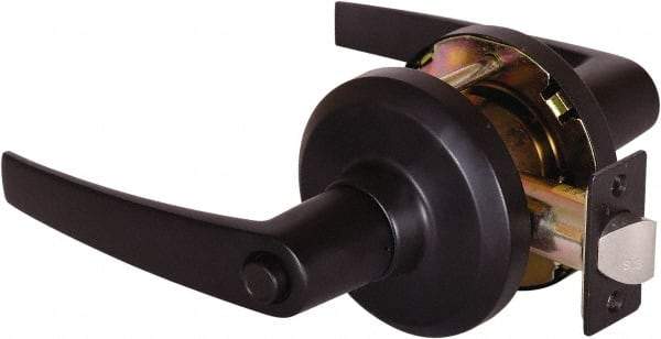 Stanley - Grade 1 Privacy Lever Lockset - 2-3/4" Back Set, Keyless Cylinder, Brass Alloy, Oil Rubbed Bronze Finish - Exact Tool & Supply