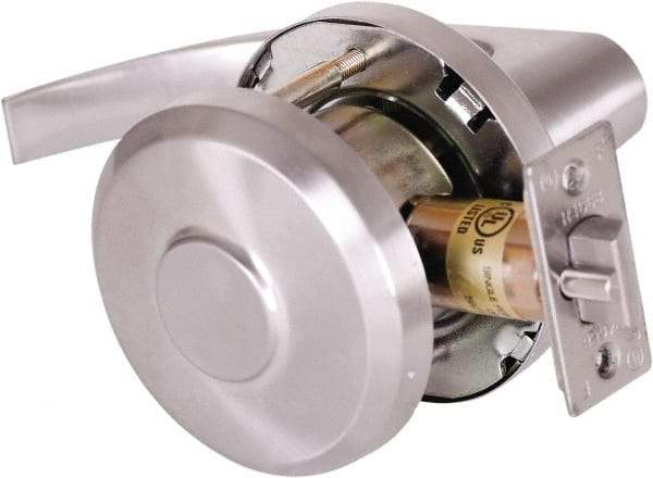 Stanley - Grade 1 Communicating Lever Lockset - 2-3/4" Back Set, Key In Lever Cylinder, Brass Alloy, Satin Chrome Finish - Exact Tool & Supply
