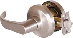 Stanley - Grade 1 Communicating Lever Lockset - 2-3/4" Back Set, Key In Lever Cylinder, Brass Alloy, Satin Nickel Finish - Exact Tool & Supply
