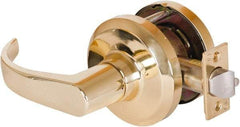 Stanley - Grade 1 Communicating Lever Lockset - 2-3/4" Back Set, Key In Lever Cylinder, Brass Alloy, Bright Brass Finish - Exact Tool & Supply