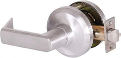 Stanley - Grade 1 Communicating Lever Lockset - 2-3/4" Back Set, Key In Lever Cylinder, Brass Alloy, Satin Chrome Finish - Exact Tool & Supply