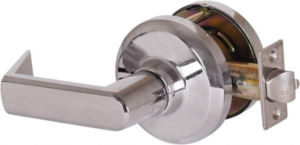 Stanley - Grade 1 Communicating Lever Lockset - 2-3/4" Back Set, Key In Lever Cylinder, Brass Alloy, Bright Chrome Finish - Exact Tool & Supply