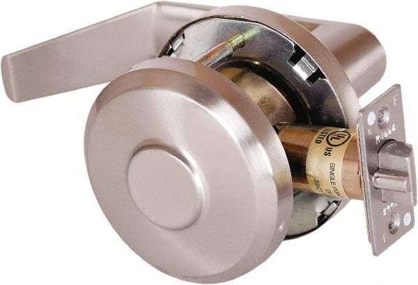 Stanley - Grade 1 Communicating Lever Lockset - 2-3/4" Back Set, Key In Lever Cylinder, Brass Alloy, Satin Nickel Finish - Exact Tool & Supply